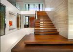 Straight Oak And Glass Staircase Simple Design For Residential , Public Project