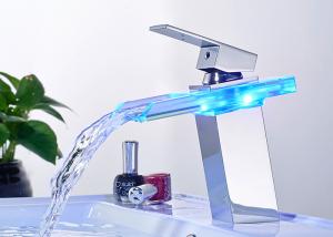 Quality Hot And Cold Water LED Bathroom Basin Faucet Brass Color Changing ROVATE wholesale