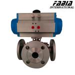 Pneumatic Three-Way Flange Ball Valve with Single/Double Action Pneumatic Ball