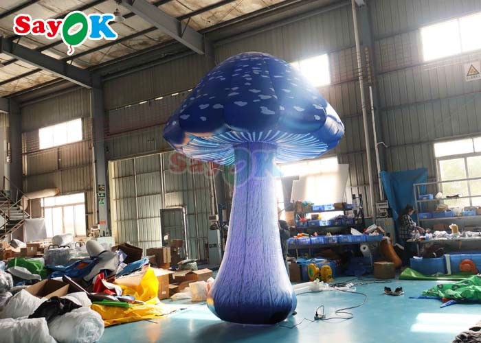 13.1ft Full Printing Inflatable Mushroom Led Light Blue Air Mushroom Event Decoration