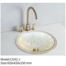 Quality Crystal Die Cast Glass Bathroom Basin Round Hotel Domestic Countertop Wash Basin wholesale
