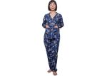 Fashion Printed Satin Womens Matching Loungewear , Comfy Ladies Casual Pajama
