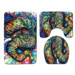Waterproof Toilet Seat Cushion Bath Rug Set Fish Scale Leopard Print