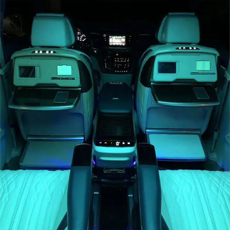 12V auto RV seat back folding table /dinner table/work table for luxury car van and V I P car with manual footrest