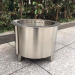 Wood Charcoal Round Smokeless Fire Pit 19.5 Inch Stainless Steel Outdoor Stove