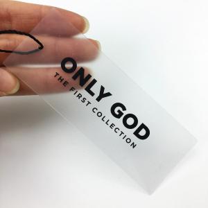 Quality Black Logo Dull Polish Transparent Plastic Hang Tags wholesale