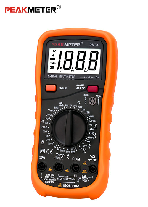 Auto Power Off Handheld Digital Multimeter 2000 Counts Transistor Diode Tester