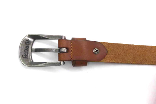 Casual 7/8” Womens Genuine Leather Belt With Anti - Silver Carved Buckle