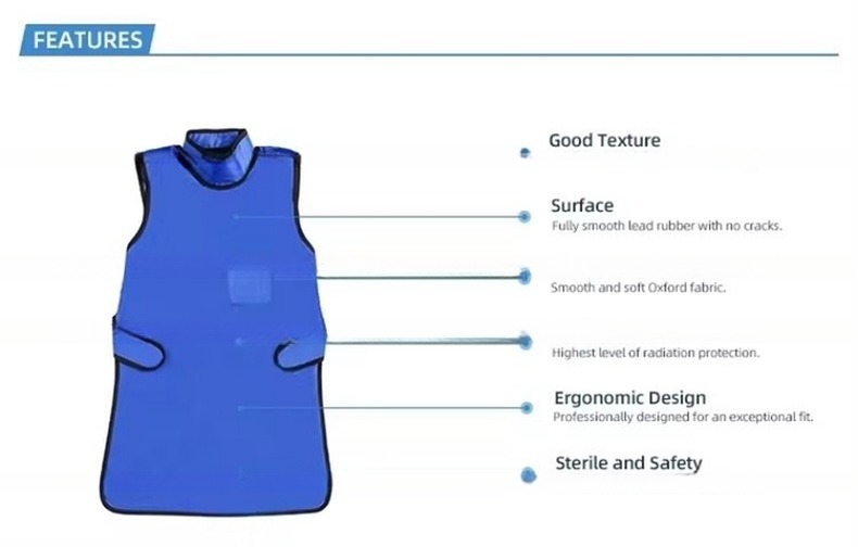 Medical 0.35mm PB Lead Radiation Proof Suits Blue Color Dental X-Ray Lead Apron