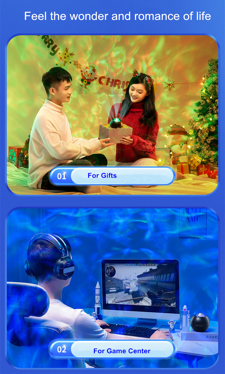 Remote Control Ocean Wave Atmosphere Room Projector Light For Kids Adults Game Center Car
