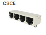 Customized Color RJ45 Gigabit Ethernet , RJ45 Female Jack 1 * 4 Port UL