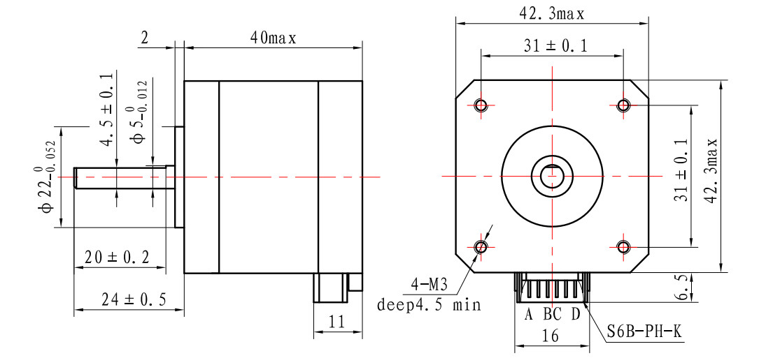 Stepper Motor 40mm body 500mN.m 1.5A for 3D printers and robots