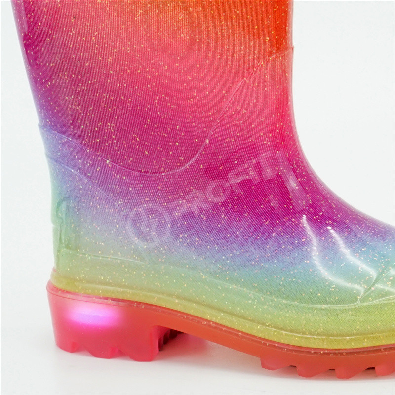 35EU Glitter Light Up Rain Boots , Flexible Non Slip Rain Boots
