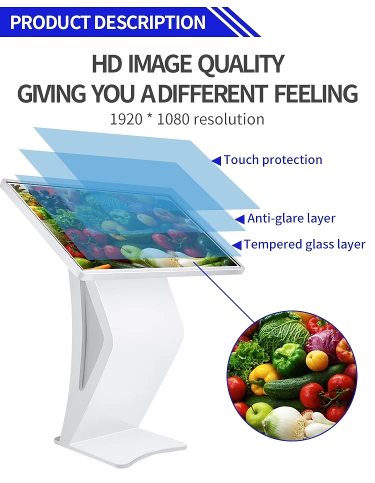 49'' Interactive Self Service Kiosk Exhibition Hall Android Windows 21.5 32 43 55''