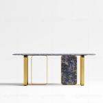 Modern 0.75CBM Luxury Marble Dining Table 86inchx40inchx30inch Plastic Bottoms