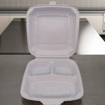 White Food Packing Disposable Microwave Safe Square Plastic Lunch Boxes with
