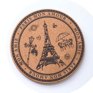 Quality 4 Inch Custom Printed Cork Coasters Heat Insulation For Beverages Cups wholesale