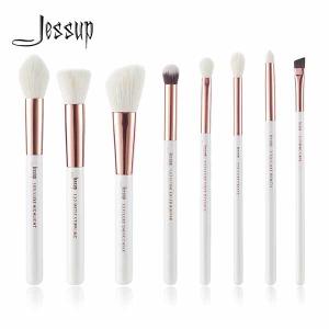 Quality Jessup 8pcs Natural Makeup Brushes Set White Wood Handle wholesale