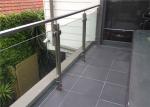 Square Post Building Railing , Outdoor Tinted Tempered Glass Deck Railing