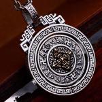 Sterling 925 Silver Vintage Buddhism Blessings Charm Pendant Necklace for Women