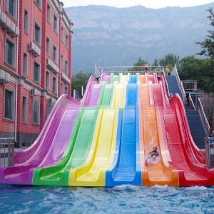 Quality Colorful Design Fiberglass Rainbow Water Slide Equipment Racing For Pool wholesale
