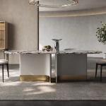 Modern Stainless Steel Marble Square Dining Table For Hotel Banquet Hall