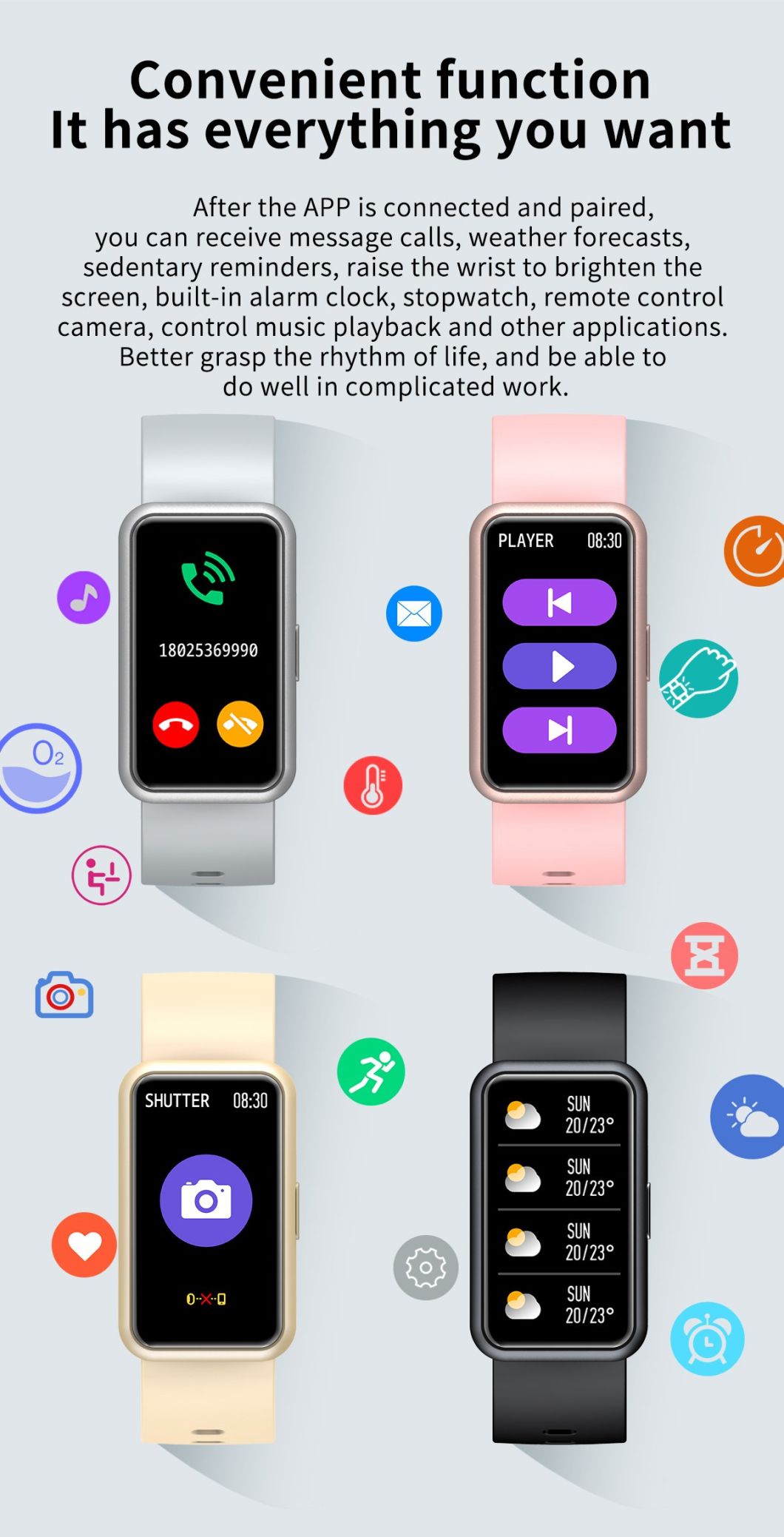 Rectangular Screen Alarm Clock to Remind Smart Watch