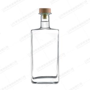 Quality Glass Collar 250ml 500ml 750ml Flat Whisky Bottle with Screw Cap and Customized Color wholesale