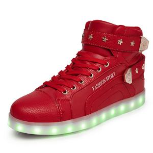 Quality Ladies Red High Top Light Up Shoes , Breathable Custom Led Shoes For Girls wholesale