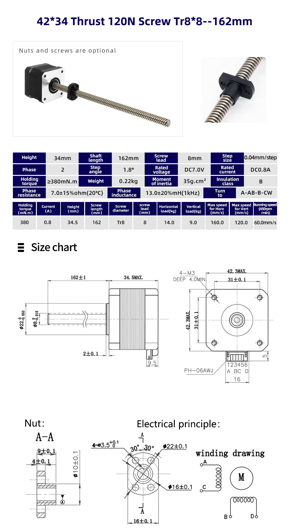 Hybrid Nema 8 11 14 17 23 Linear Actuator Stepper Motor for Drive Pump Actuator