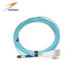 Aqua Round Bundle MPO LC 12 Core Fiber Optic Patch Cord