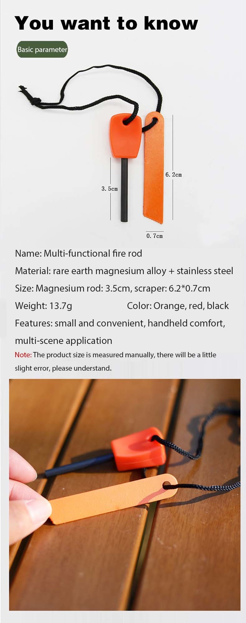 Portable Mini Emergency Premium Survival Magnesium Fire Starter With Scraper