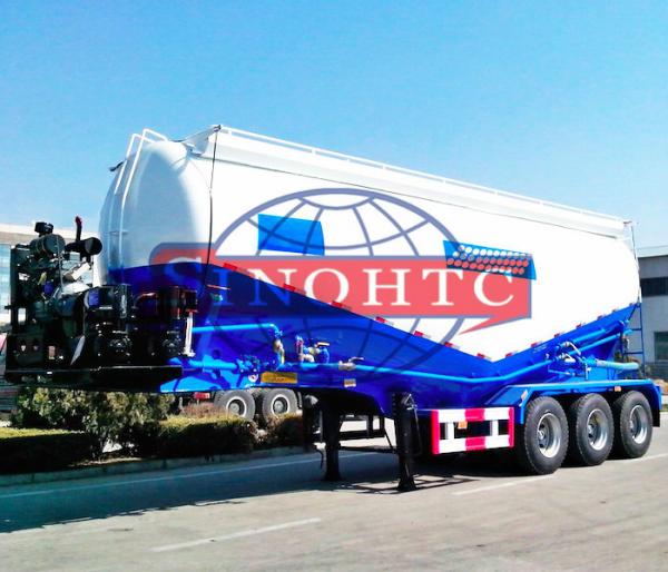 3 Axles 50 Cubic Meters Bulk Cement Trailer , Powder Bulk Cement Semi Trailer