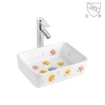 Decorated Rectangular Vessel Sink And Washbasins European Ceramic Basin