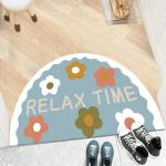 Cartoon Flower Polyester Fiber Floor Carpet Rug Half Circular
