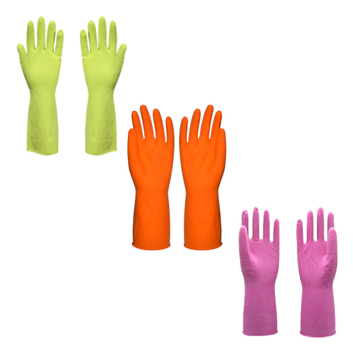 Waterproof Easier Removal Flock Lined Dishwashing Gloves