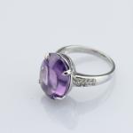925 Sterling Silver Oval Dome Amethyst Ring(P24E)