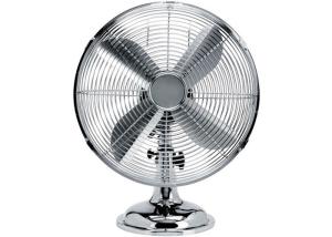 Quality 12&quot; Vintage Electric Fan 85 Degree Oscillation 4 Blade Brushed Nickel wholesale