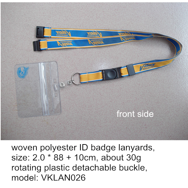 embroidered woven lanyard with swivel detachable buckle