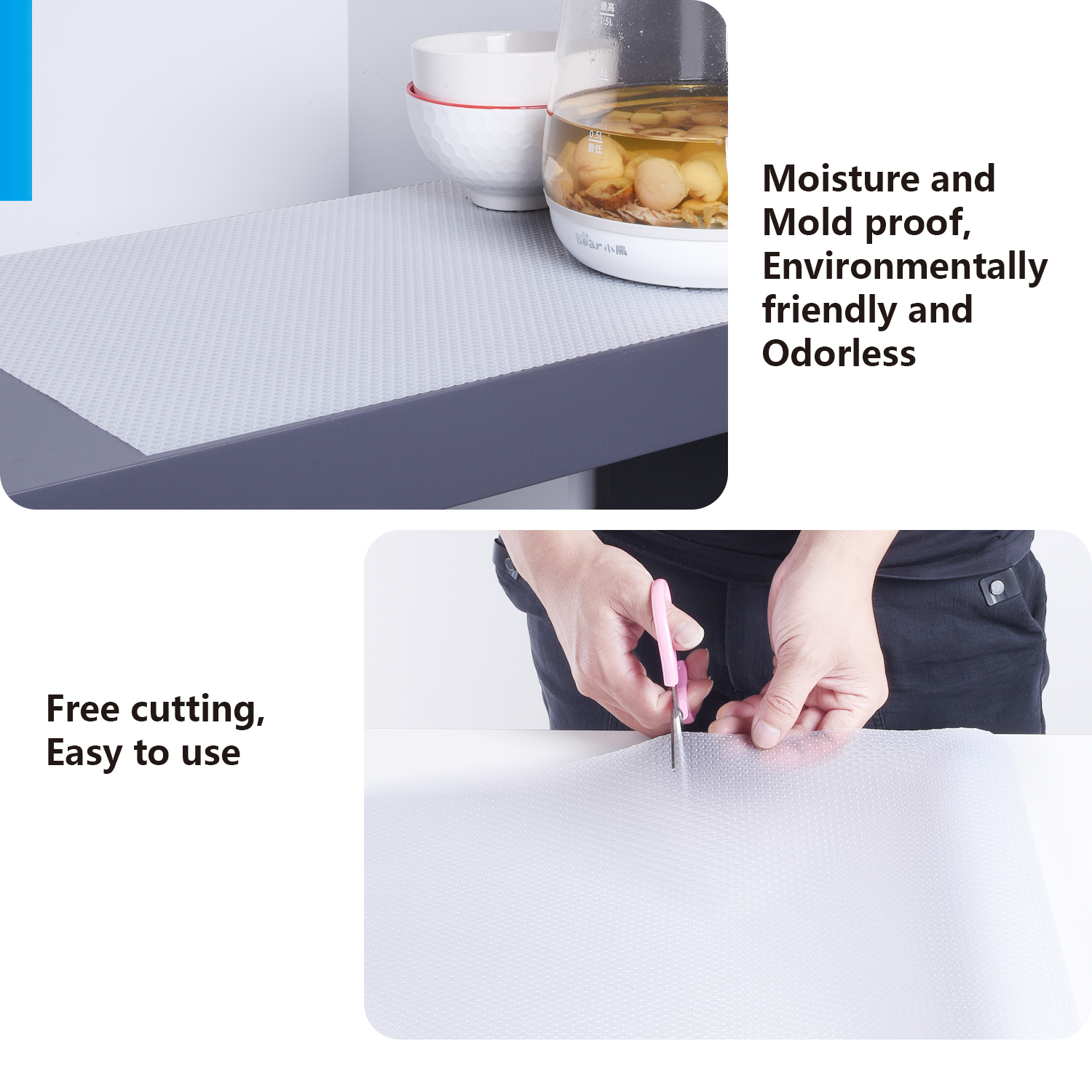 Plastic Pink Shelf Liners for Home and Kitchen Cabinets Rectangle Shape Waterproof