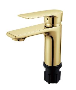 Quality OEM Brass Gold Basin Mixer Tap Single Lever Bathroom Hot And Cold Water wholesale
