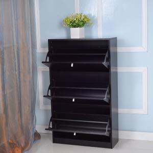 Quality Living Room Black 105cm Solid Wood Shoe Rack wholesale