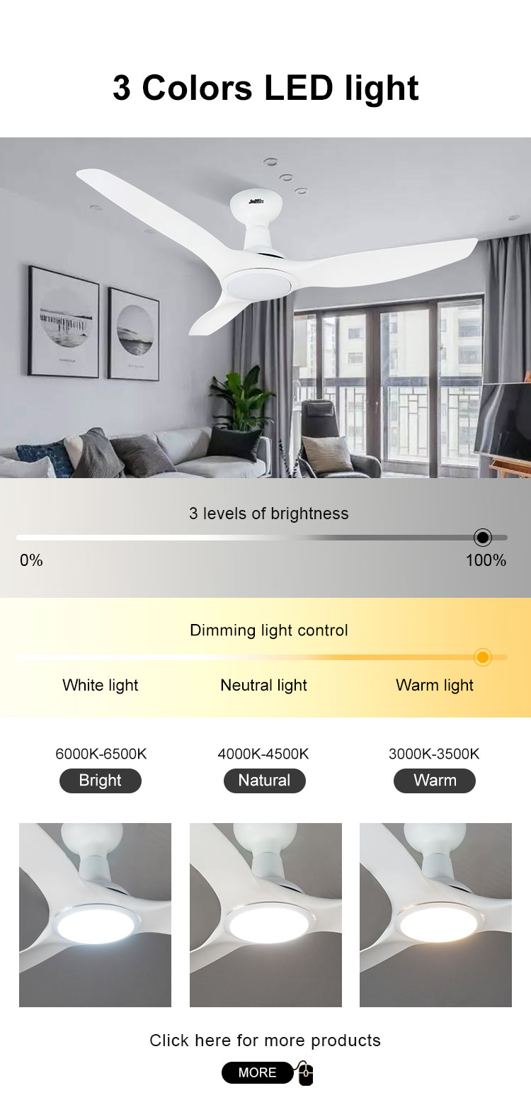 52 Inch DC Motor Energy-Saving Luxury White LED Light Ceiling Fan with Light 5 Speed