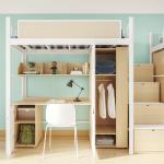 Contemporary Bunk Bed With Desk For School Dormitory Furniture Support