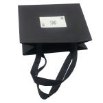 Ribbon Handle Large Paper Carrier Bags Black Color Paperboard Material