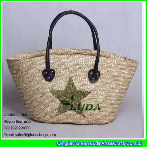 Quality LUDA golden sequins star beach totes fashion wheat straw handbags wholesale