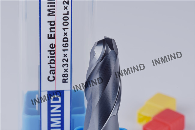HRC55 TiSiN Coating Ball Nose End Mill High Precision 0.5 UM grain size , AOL 100 mm
