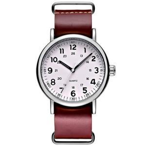 Quality ODM Leather Band Chronograph Watch Brown Leather Strap Stainless Steel Buckle wholesale