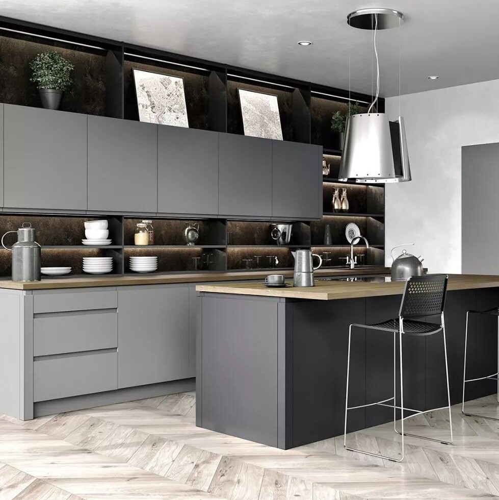 Customized Matte Solid Wood Kitchen Pantry Cabinet with Modern Smart European Design