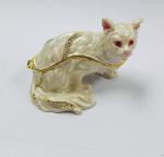 Fashion Pink Cat trinket boxes with crystal Rhinestone metal cat craft Jewelery